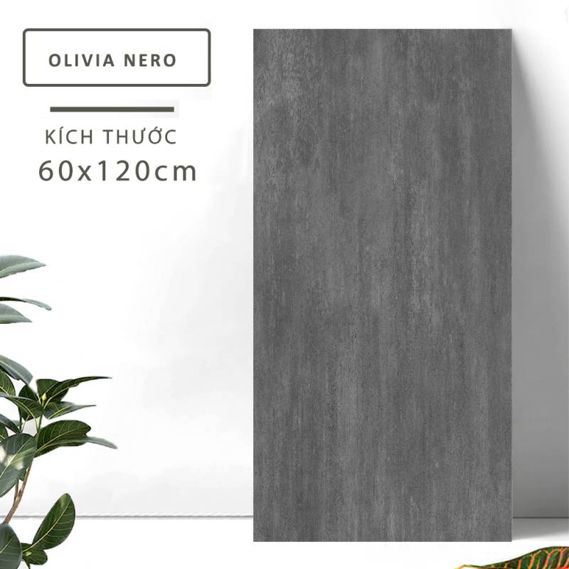 Gạch khổ lớn cao cấp nhập khẩu Ấn Độ men matt 60*120 cm Olivia Nero